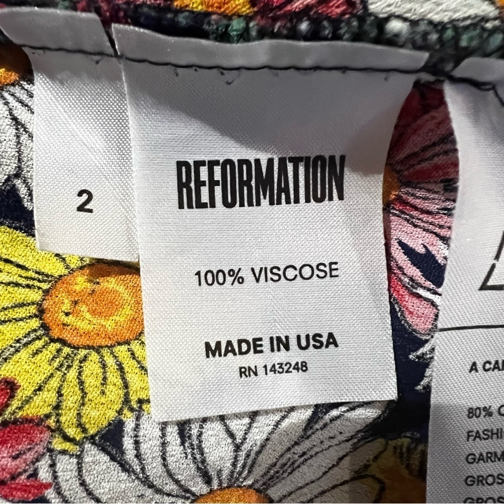Reformation daisy print lace up fit and flare mini dress size 2 good condition - Picture 12 of 14
